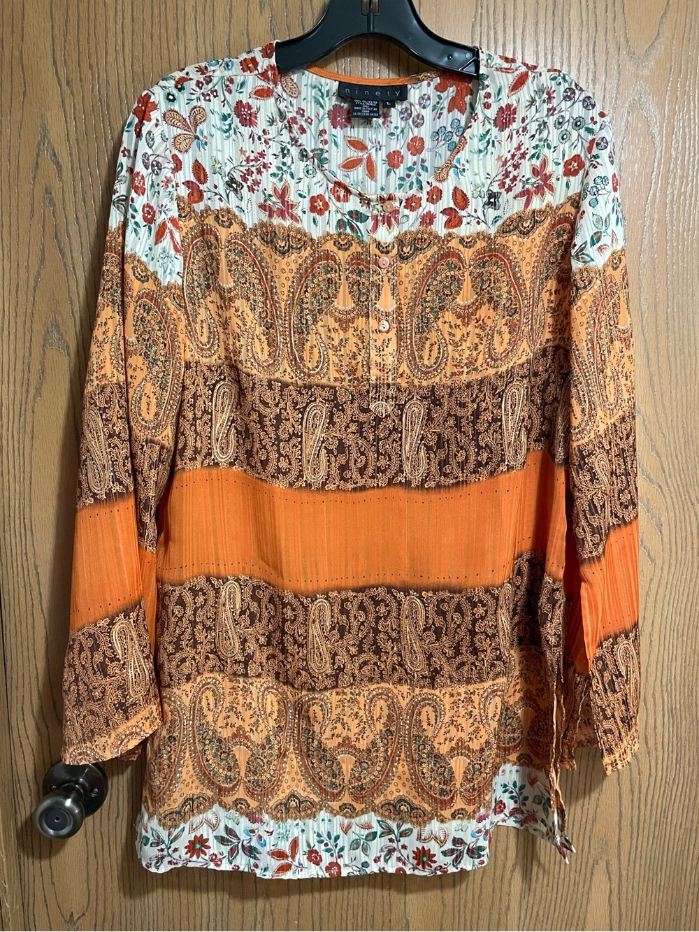 Ninety Orange Paisley & Floral Long-Sleeve Tunic